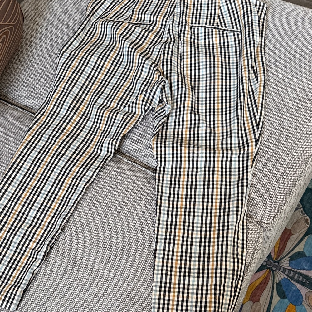 Checked Gingham Stretch Pants in Black, White, Blue,& Camel - Picture 9 of 10
